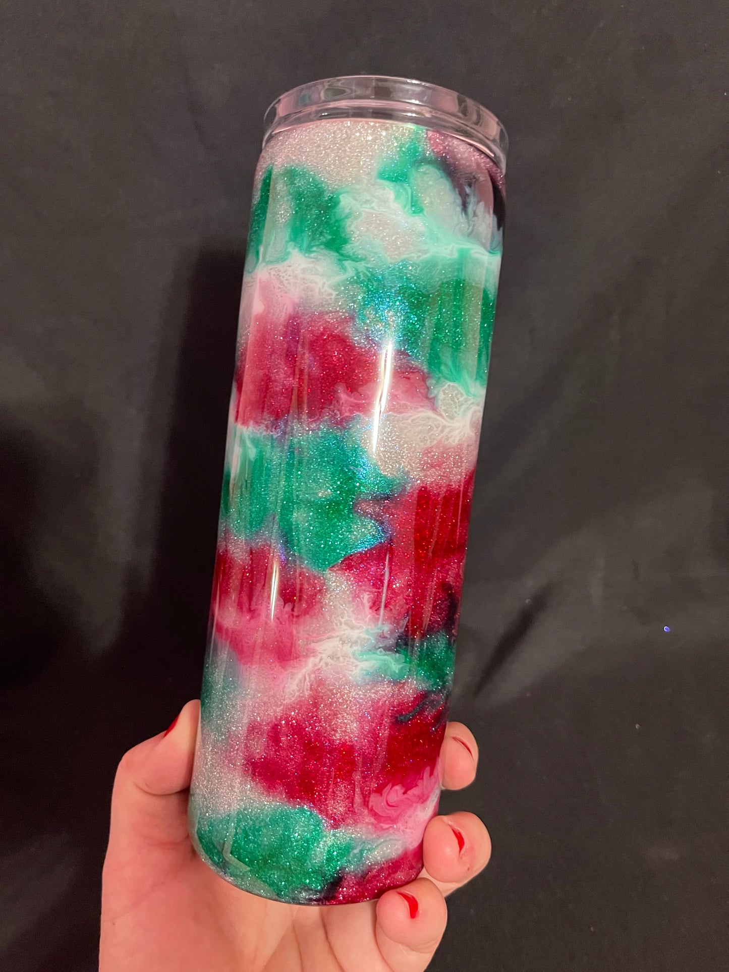 Christmas glitter ink tumbler