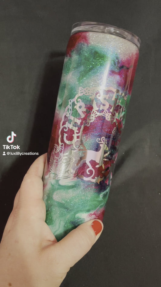 Christmas glitter ink tumbler